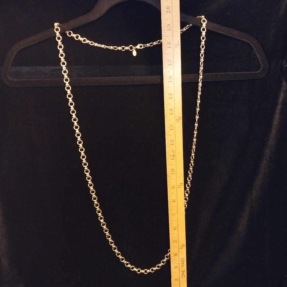 Vtg Chic Heavy Francesca Visconti Fancy Double Rolo GP Designer Chain Necklace